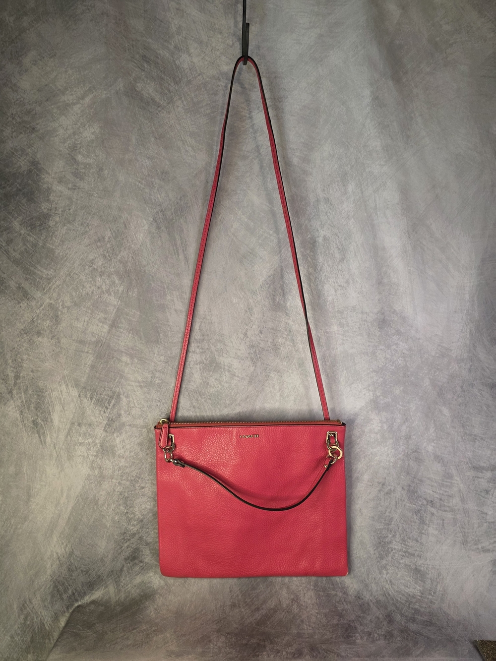 Coach Pink Pebbled Leather Convertible Shoulder Crossbody Bag